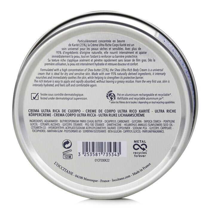 L'Occitane Sheabutter Ultra Rich Körpercreme 200ml/6.9oz