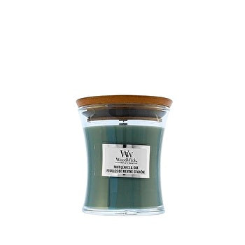 Woodwick – Sanduhrkerze „Mint Leaves & Oak“ – mittelgroß, 0