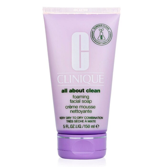 Clinique All About Clean schäumende Gesichtsseife – sehr trockene bis trockene Mischhaut, 150 ml