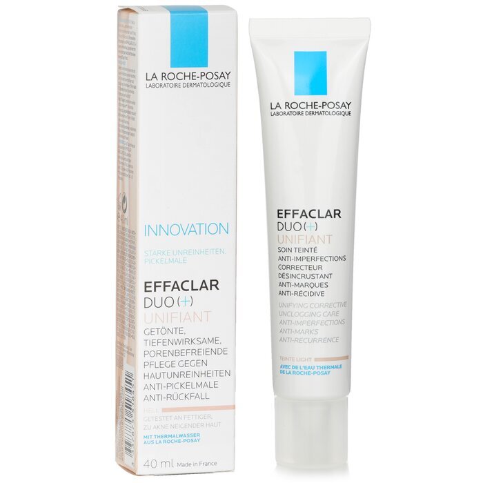 La Roche Posay Effaclar Duo (+) Unifiant Vereinheitlichende, korrigierende Pflege gegen Verstopfungen, Anti-Unreinheiten, Anti-Flecken – Leicht, 40 ml