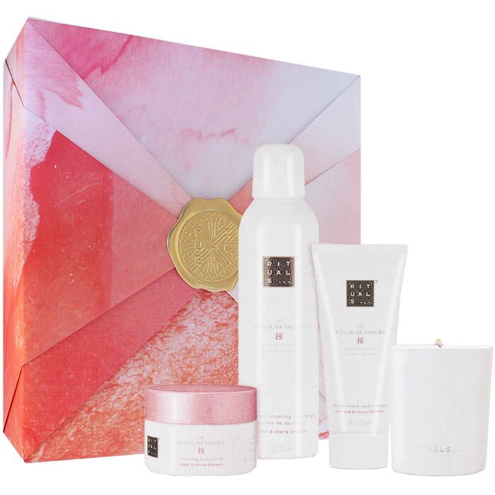 Rituals Sakura Medium Set Körpercreme 100 ml/Duftkerze 140 g/Körperpeeling 125 g/Schäumendes Duschgel 200 ml 565 ml