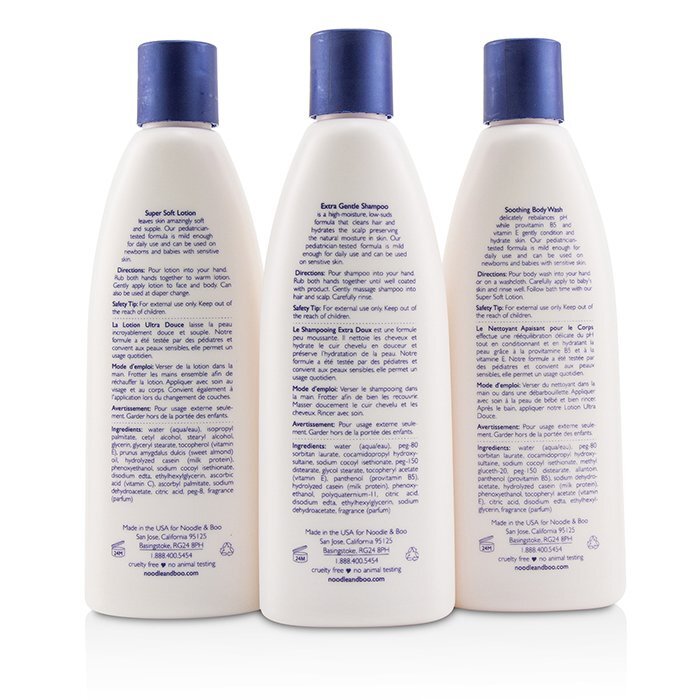 Noodle & Boo Starter-Geschenkset: Extra sanftes Shampoo 237 ml/8 oz + beruhigendes Duschgel 237 ml/8 oz + superweiche Lotion 237 ml/8 oz, 3-tlg.