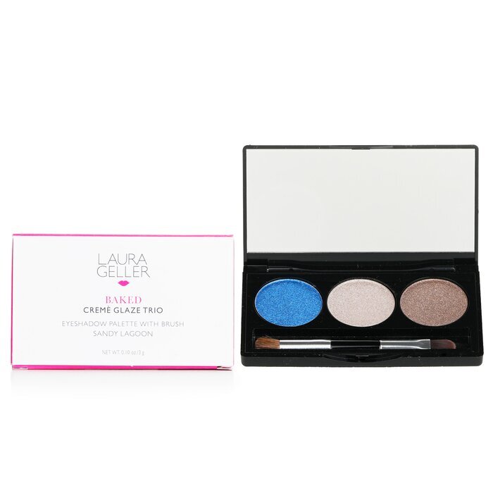 Laura Geller Baked Cream Glaze Trio Lidschatten-Palette mit Pinsel – # Sandy Lagoon 3 g/0,1 oz