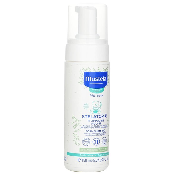 Mustela Stelatopia Schaumshampoo (reinigt sanft und lindert juckende Haut) 150 ml