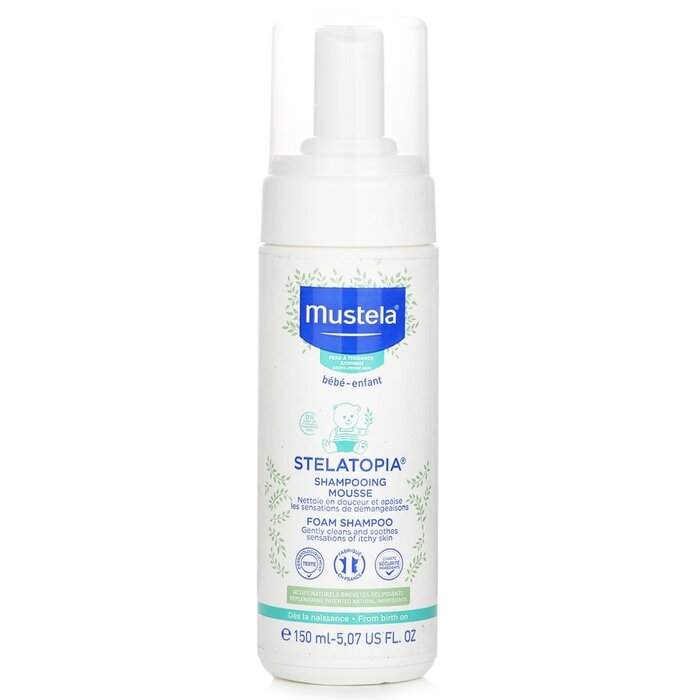 Mustela Stelatopia Schaumshampoo (reinigt sanft und lindert juckende Haut) 150 ml