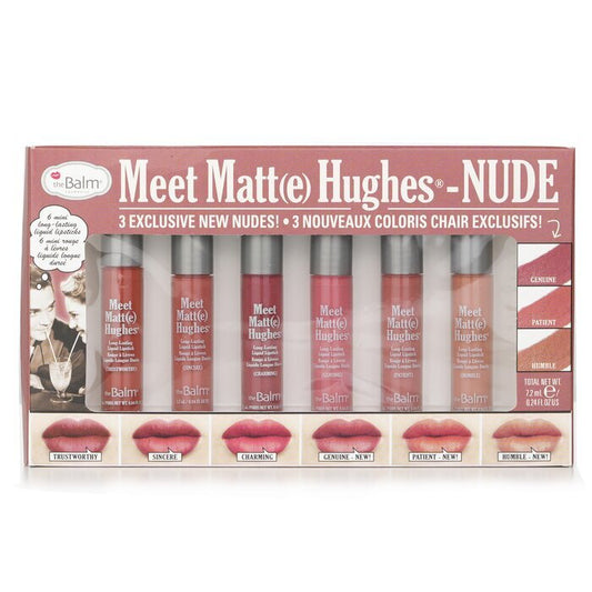 TheBalm Meet Matt(e) Hughes – 6 Mini-Lippenstifte mit langem Halt, Nude, 6 x 1,2 ml