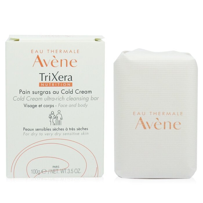 Avene TriXera Nutrition Cold Cream Ultra-Rich Gesichts- und Körperreinigungsriegel – für trockene bis sehr trockene, empfindliche Haut, 100 g/3,5 oz