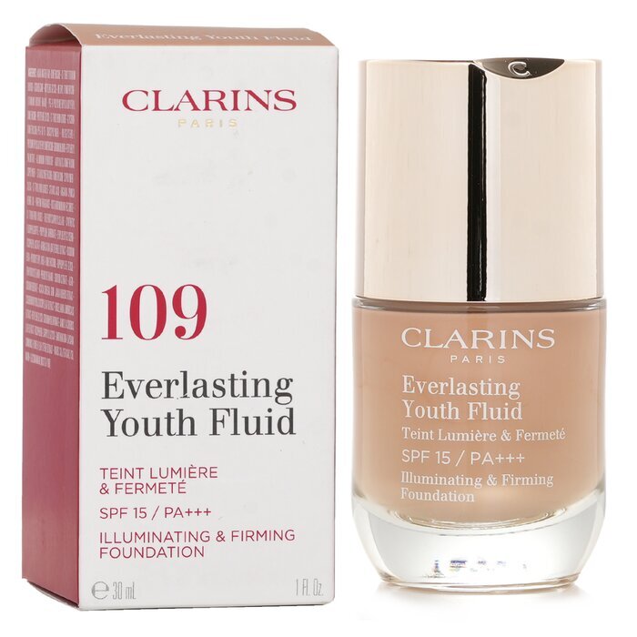 Clarins Everlasting Youth Fluid Aufhellendes und straffendes Make-up LSF 15 – Nr. 109 Weizen, 30 ml