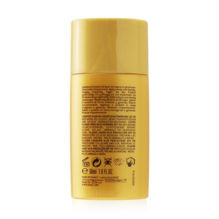 Nuxe Sun Light Fluid für das Gesicht – Hoher Schutz LSF 50 (für normale bis Mischhaut) 50 ml