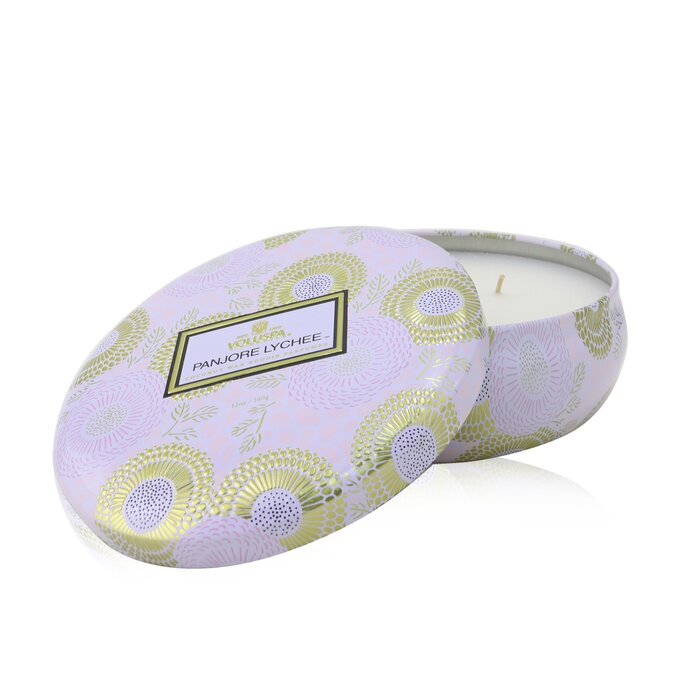 Voluspa 3-Docht-Dekorationskerze in Dose – Panjore Litschi, 340 g/12 oz