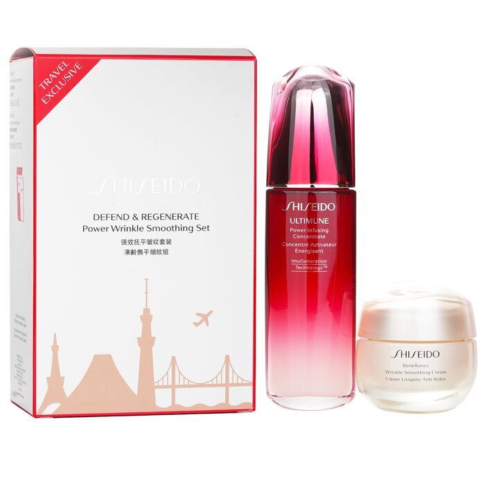 Shiseido Defend & Regenerate Power Faltenglättungsset: Ultimune Power Infusing Concentrate N 100ml + Benefiance Faltenglättungscreme 50ml 2St