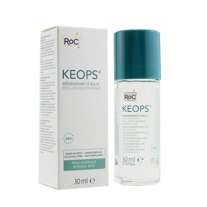 ROC KEOPS Roll-On Deodorant 48H – Ohne Alkohol und Parfüm (Normale Haut) 30ml/1oz