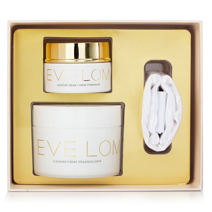Eve Lom Begin & End Geschenkset: Reiniger 200 ml/6,8 oz + Feuchtigkeitscreme 50 ml/1,6 oz + Musselintuch 3-tlg.