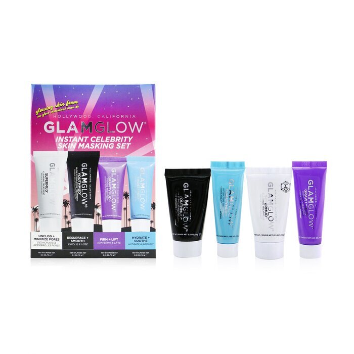 Glamglow Instant Celebrity Skin Masking Set: 1x Supermud Clearing Treatment – 15 g/0,5 oz + 1x Youthmud Glow Stimulating Treatment – 15 g/0,5 oz + 1x Thristymud Hydrating Treatment – 10 g/0,35 + 1x Gravitymud Firming Treatment – 10 g/0,35 4-tlg.