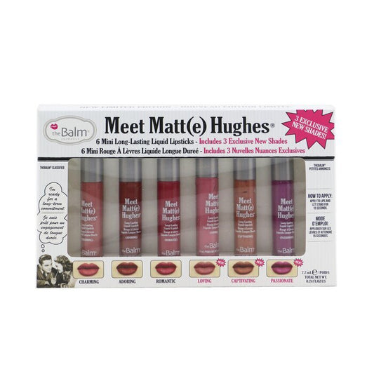 TheBalm Meet Matt(e) Hughes 6 Mini-Set mit langanhaltenden flüssigen Lippenstiften – Band 3, 6 x 1,2 ml/0,04 oz