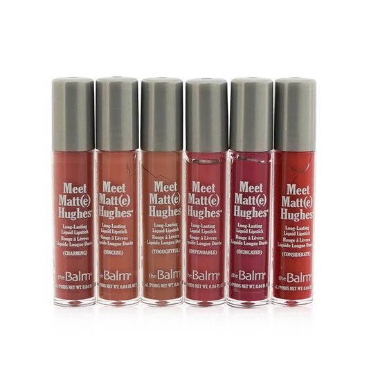 TheBalm Meet Matt(e) Hughes 6 Mini-Set mit langanhaltenden flüssigen Lippenstiften – Band 14, 6 x 1,2 ml/0,04 oz