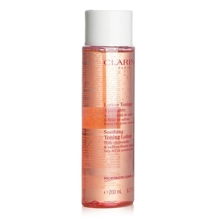 Clarins Beruhigende Toning Lotion mit Kamillen- und Safranblütenextrakten – Sehr trockene oder empfindliche Haut, 200 ml