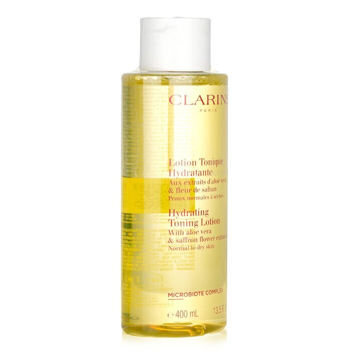Clarins Feuchtigkeitsspendende Toning Lotion mit Aloe Vera und Safranblütenextrakten – Normale bis trockene Haut, 400 ml