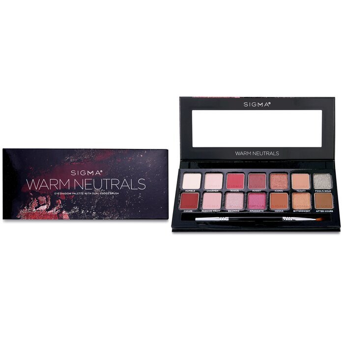 Sigma Beauty Warm Neutrals Lidschatten-Palette (14x Lidschatten + 1x Pinsel mit zwei Enden) 19,04 g/0,67 oz