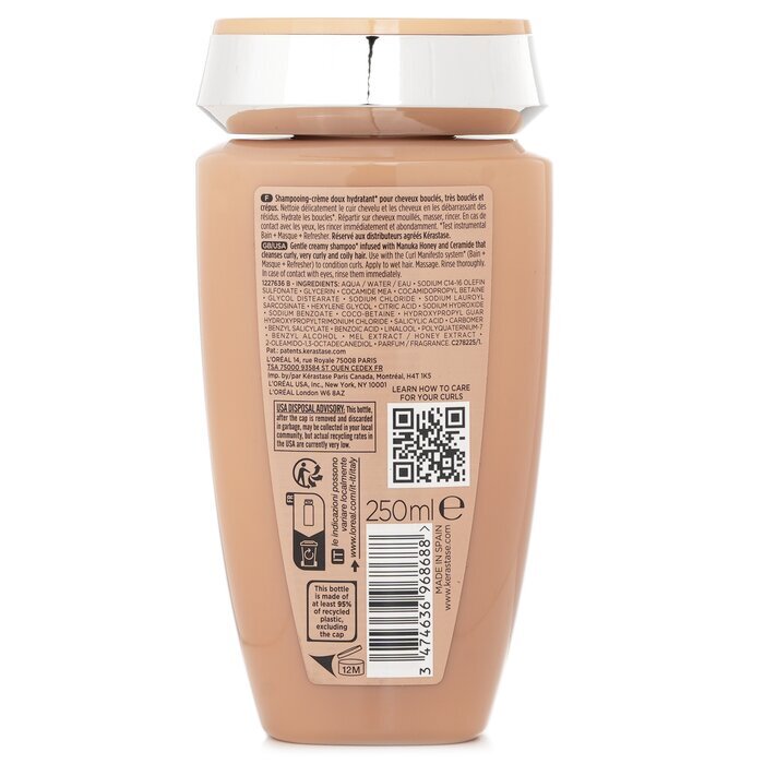 Kerastase Curl Manifesto Bain Hydratation Douceur Sanftes, feuchtigkeitsspendendes, cremiges Shampoo (für lockiges, sehr lockiges und krauses Haar) 250 ml/8,5 oz
