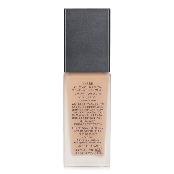 THREE Advanced Ethereal Smooth Operator Fluid Foundation SPF40 – Nr. 206, 30 ml