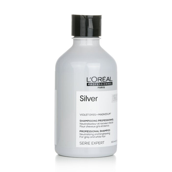 L'Oreal Professionnel Serie Expert – Silberviolette Farbstoffe + Magnesium-neutralisierendes und aufhellendes Shampoo (für graues und weißes Haar) 300 ml/10,1 oz