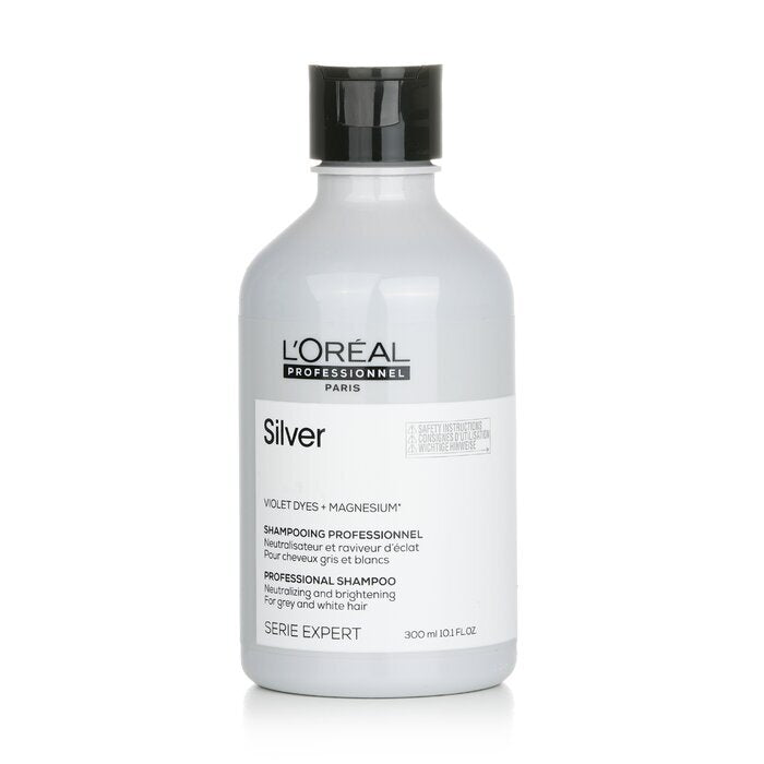 L'Oreal Professionnel Serie Expert – Silberviolette Farbstoffe + Magnesium-neutralisierendes und aufhellendes Shampoo (für graues und weißes Haar) 300 ml/10,1 oz
