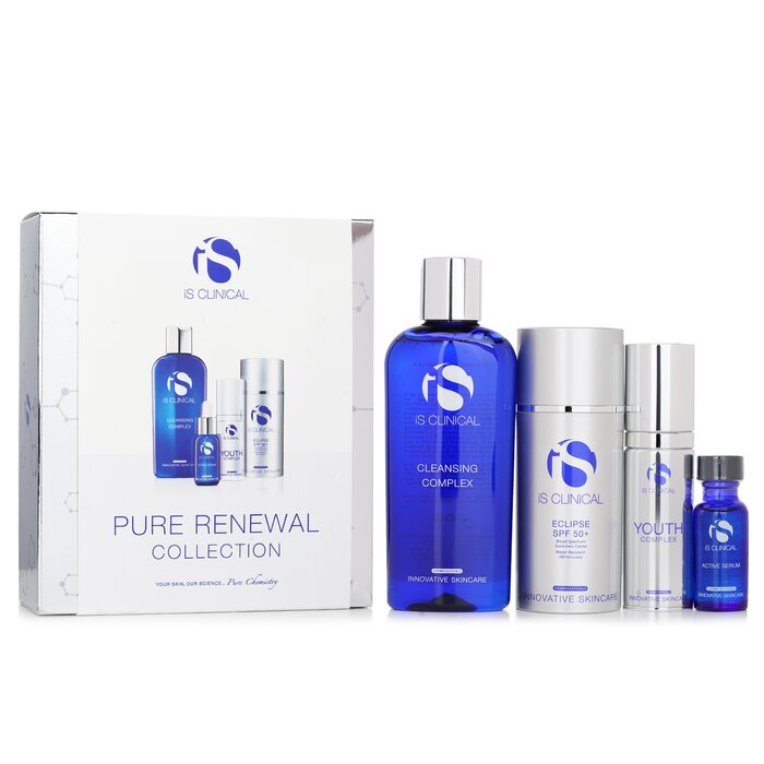 IS Clinical Pure Renewal-Kollektion: Cleansing Compelx 180 ml + Active Serum 15 ml + Youth Complex 30 g + Eclipse SPF 50 Sonnenschutzcreme 100 g, 4 Stk.