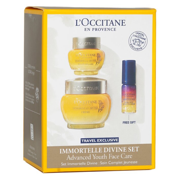 L'Occitane Immortelle Divine Set: Creme 50 ml + Augenbalsam 15 ml + Overnight Reset Oil-In-Serum 5 ml 3-tlg.