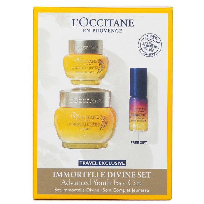 L'Occitane Immortelle Divine Set: Creme 50 ml + Augenbalsam 15 ml + Overnight Reset Oil-In-Serum 5 ml 3-tlg.
