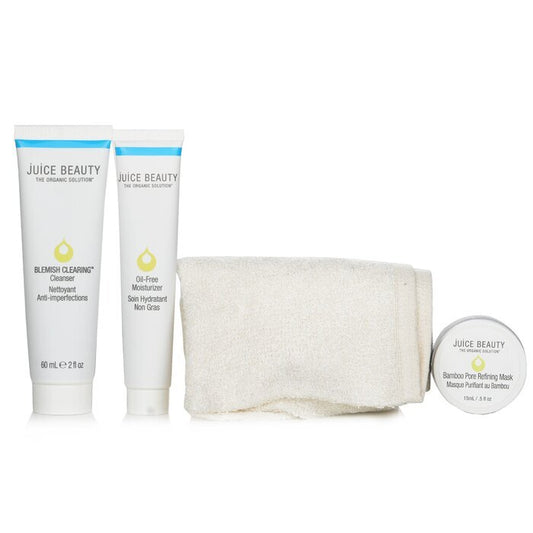 Juice Beauty Blemish Clearing Solutions Kit: Reinigungsmittel + Feuchtigkeitscreme + Maske + Waschlappen (ohne Verpackung) 3-tlg. + 1 Tuch