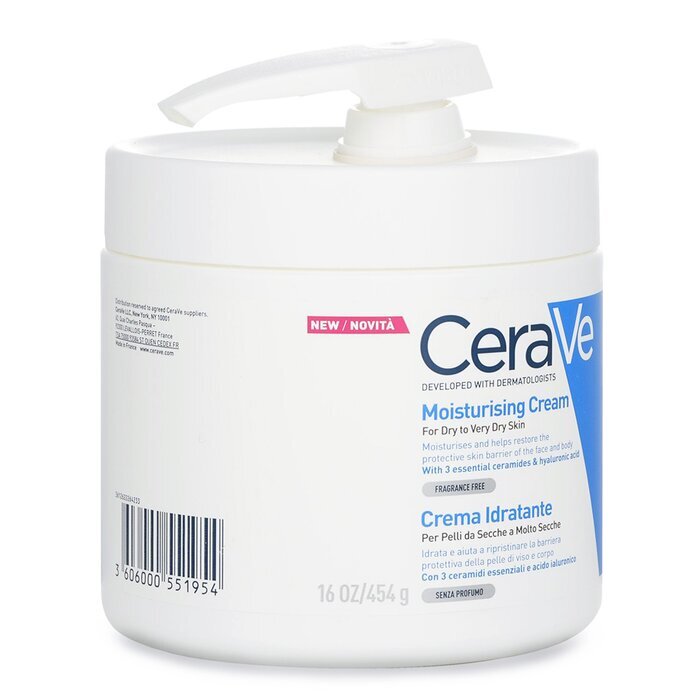 CeraVe Feuchtigkeitscreme für trockene bis sehr trockene Haut (mit Pumpe) 454 g/16 oz