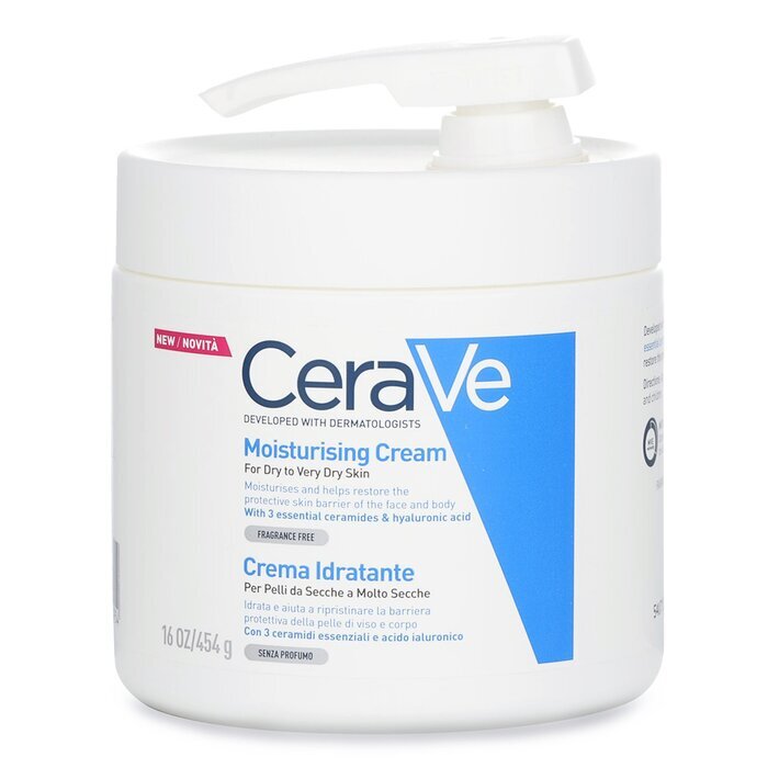 CeraVe Feuchtigkeitscreme für trockene bis sehr trockene Haut (mit Pumpe) 454 g/16 oz