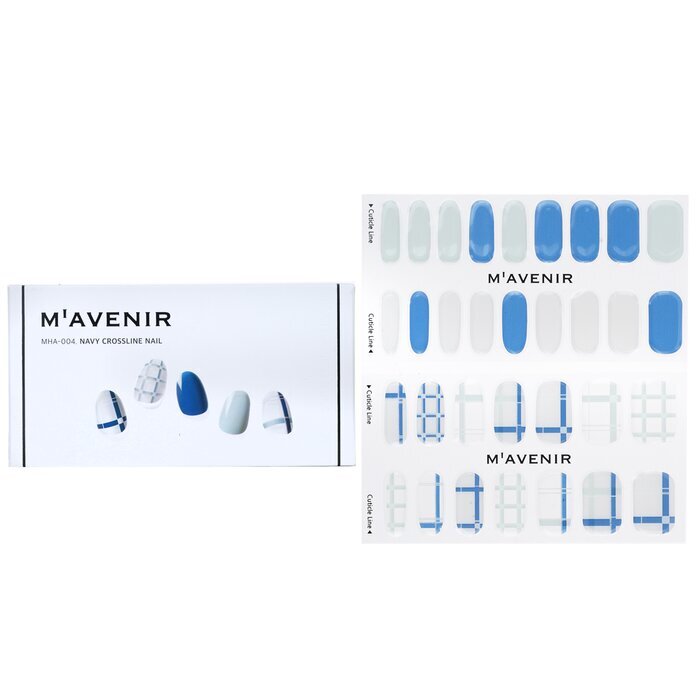 Mavenir Nagelaufkleber (gemustert) – # Navy Crossline Nail 32 Stück