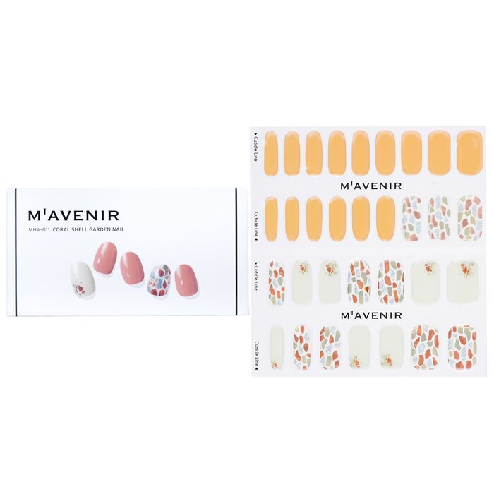 Mavenir Nagelaufkleber (Orange) – # Coral Shell Garden Nail, 32 Stück