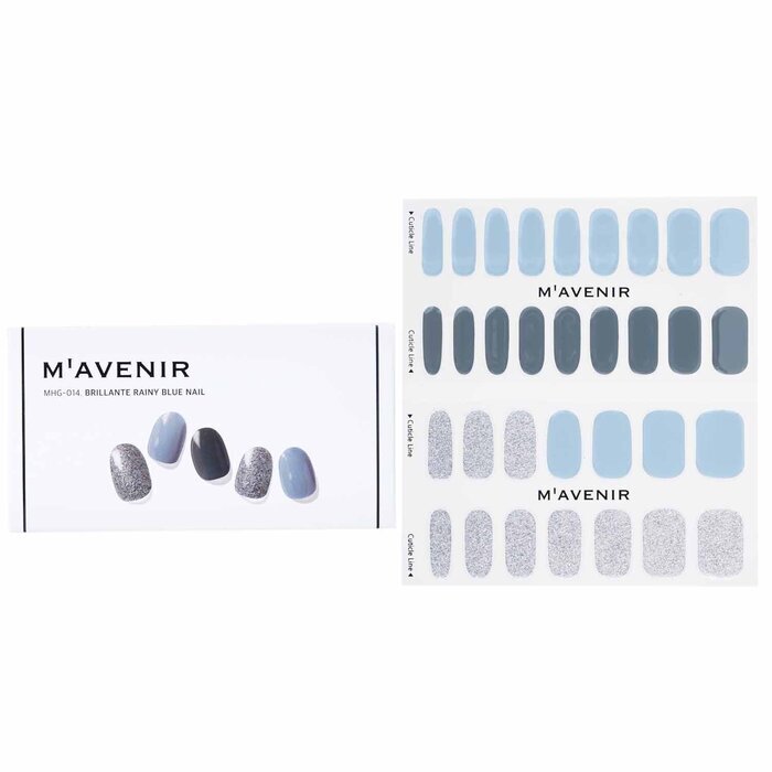 Mavenir Nagelaufkleber (blau) – # Brillante Rainy Blue Nail 32 Stück