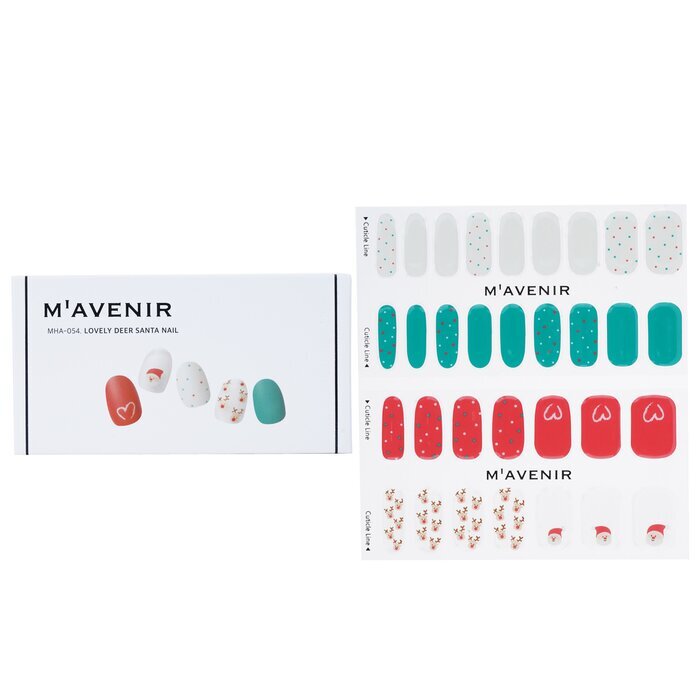 Mavenir Nagelaufkleber (verschiedene Farben) – Schöner Hirsch-Weihnachtsmann-Nagel, 32 Stück
