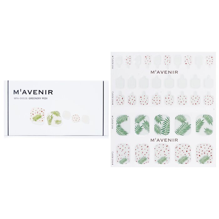 Mavenir Nagelaufkleber (gemustert) – # Greenery Pedi, 36 Stück