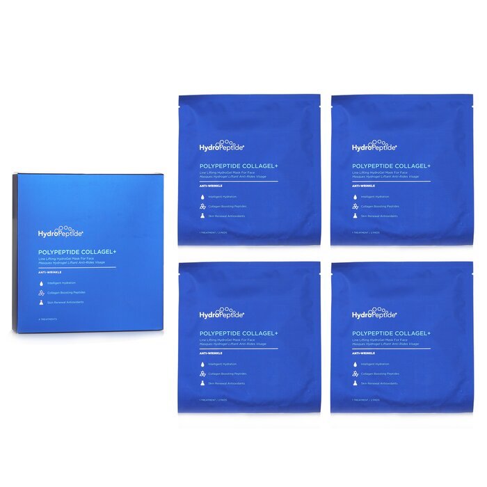 HydroPeptide PolyPeptide Collagen+ Line Lifting Hydrogel-Maske für das Gesicht, Anti-Falten, 4 Behandlungen
