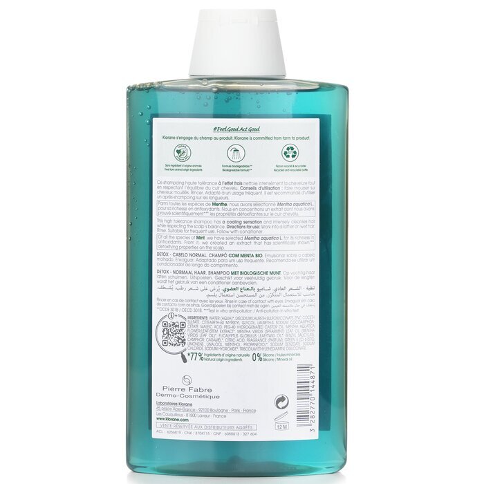Klorane Shampoo mit Bio-Minze (Entgiftung normales Haar) 400ml/13,5oz