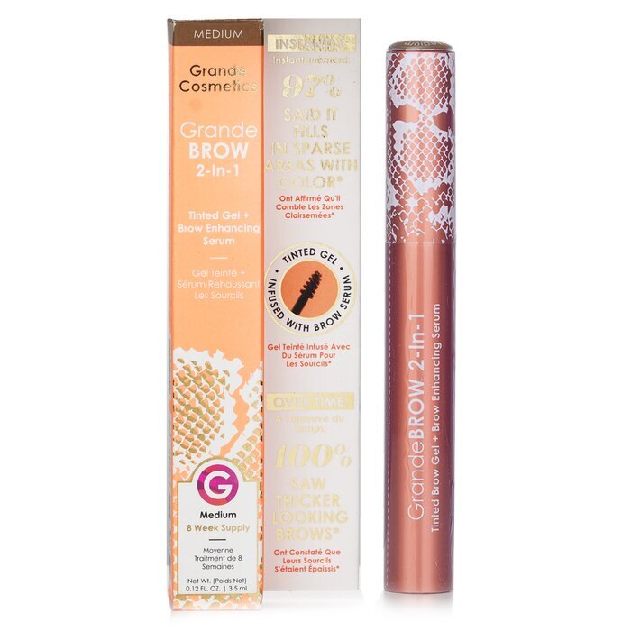 Grande Cosmetics (GrandeLash) GrandeBROW 2 in 1 Tinted Brow Gel + Brow Enhancing Serum - Medium 3.5ml