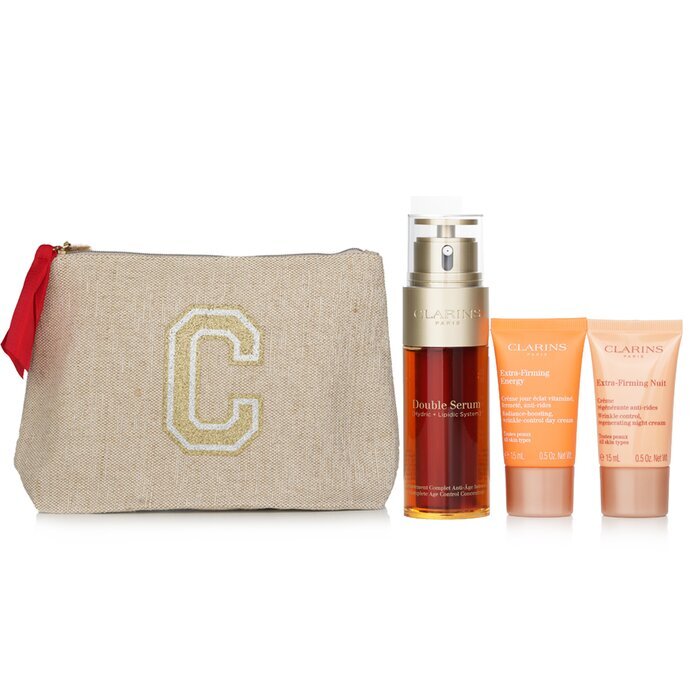Clarins Rituale Double Serum & Extra Firming Set: 3 Stück + 1 Beutel