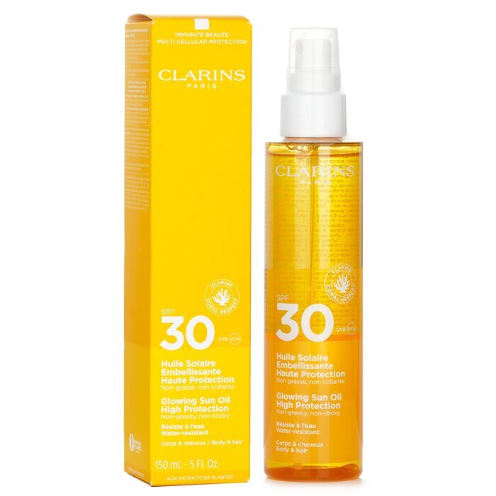Clarins Glowing Sun Körperöl mit hohem Schutzfaktor LSF 30, 150 ml