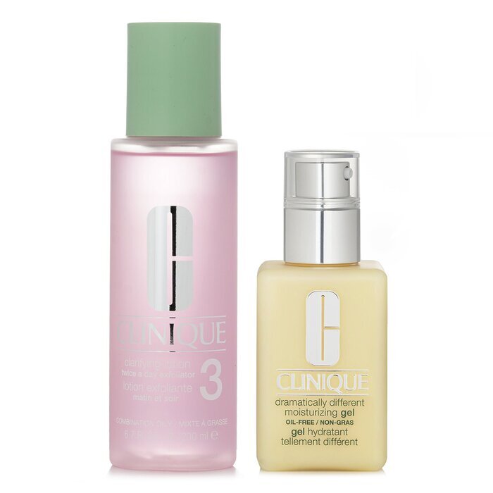 Clinique Dramatically Different Set 3: Feuchtigkeitsgel und klärende Lotion 3 – Kombination, fettige bis fettige Haut, 2 Stück