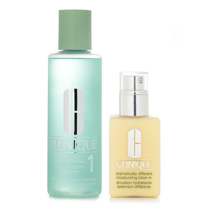 Clinique Dramatically Different Set 1: Moisturizing Lotion+ & Clarifying Lotion 1 – Für sehr trockene bis trockene Mischhaut, 2 Stück