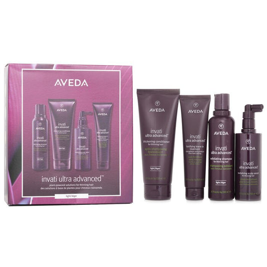Aveda Invati Ultra Advanced 4 Step Light System Set: Leichtes Shampoo 200 ml + Leichte Spülung 200 ml + Serum 150 ml + Pflege 100 ml, 4-tlg.