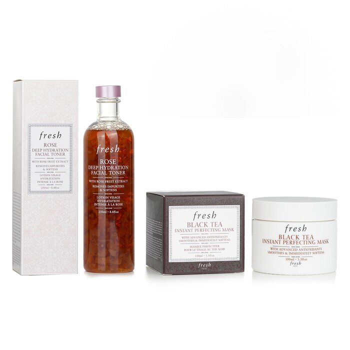 Frischer Schwarztee Instant Perfecting Mask + Rose Deep Hydrating Gesichtswasser 2 Stück