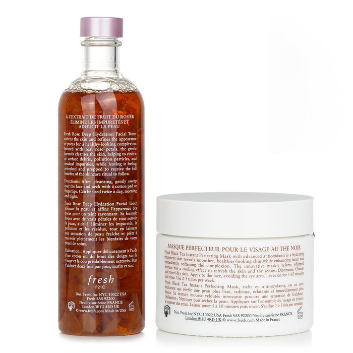 Frischer Schwarztee Instant Perfecting Mask + Rose Deep Hydrating Gesichtswasser 2 Stück