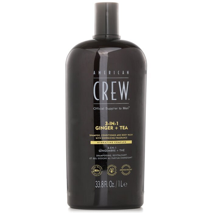 American Crew 3-in-1 Ingwer + Tee Shampoo, Spülung und Duschgel 1000 ml