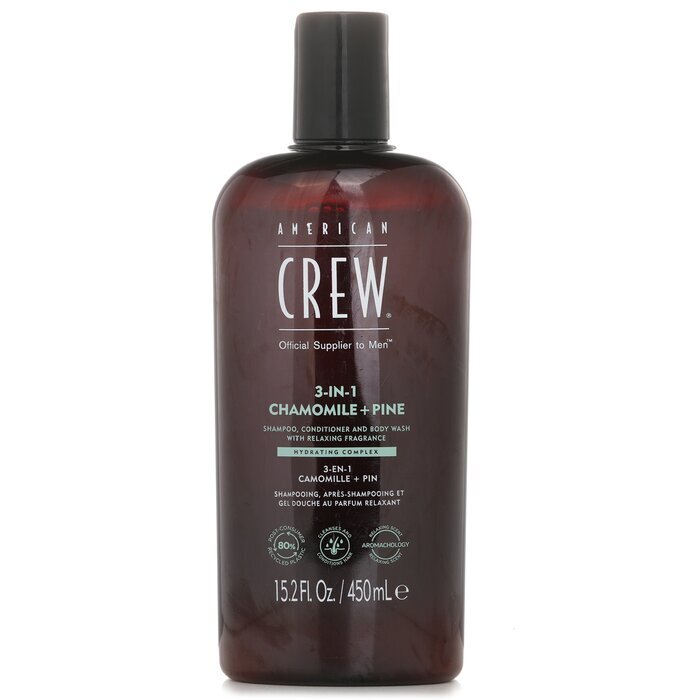 American Crew 3-in-1 Kamille + Kiefer Shampoo, Spülung und Duschgel 450 ml